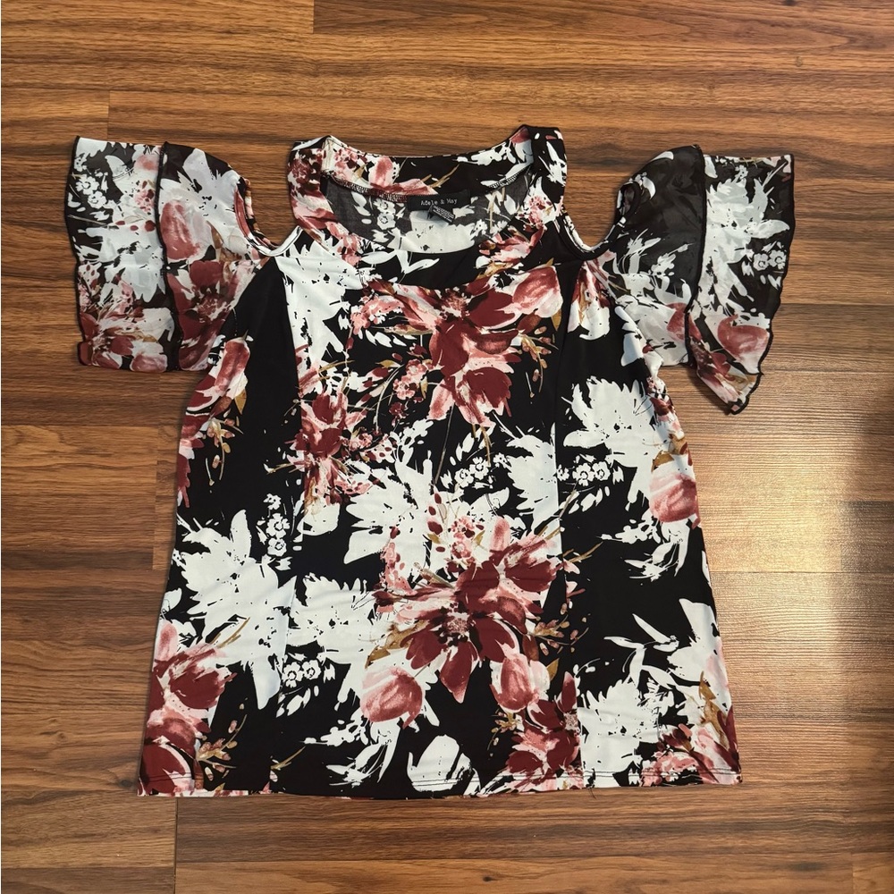 Floral Cold Shoulder Top